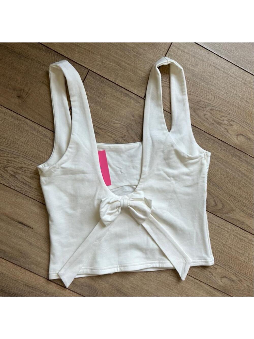 Edikted white bow crop top